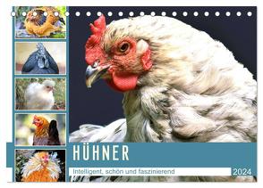 Hühner. Intelligent, schön und faszinierend (Tischkalender 2024 DIN A5 quer), CALVENDO Monatskalender von Hurley,  Rose