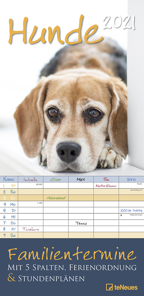 Hunde 2021 Familienplaner – Familien-Timer – Termin-Planer – Kinder-Kalender – Familien-Kalender – 22×45