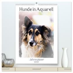 Hunde in Aquarell – Jahresplaner (hochwertiger Premium Wandkalender 2024 DIN A2 hoch), Kunstdruck in Hochglanz von Teßen,  Sonja
