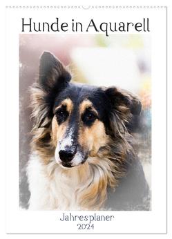 Hunde in Aquarell – Jahresplaner (Wandkalender 2024 DIN A2 hoch), CALVENDO Monatskalender von Teßen,  Sonja