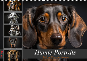 Hunde Porträts (Wandkalender 2024 DIN A2 quer), CALVENDO Monatskalender von Meutzner,  Dirk