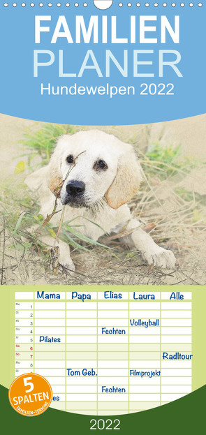 Familienplaner Hundewelpen 2022 (Wandkalender 2022 , 21 cm x 45 cm, hoch) von Redecker,  Andrea