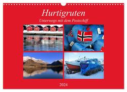 Hurtigruten – Unterwegs mit dem Postschiff (Wandkalender 2024 DIN A3 quer), CALVENDO Monatskalender von Thauwald,  Pia