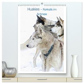 Huskies – Portraits im Schnee (hochwertiger Premium Wandkalender 2024 DIN A2 hoch), Kunstdruck in Hochglanz von Brunner-Klaus,  Liselotte