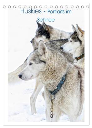 Huskies – Portraits im Schnee (Tischkalender 2024 DIN A5 hoch), CALVENDO Monatskalender von Brunner-Klaus,  Liselotte