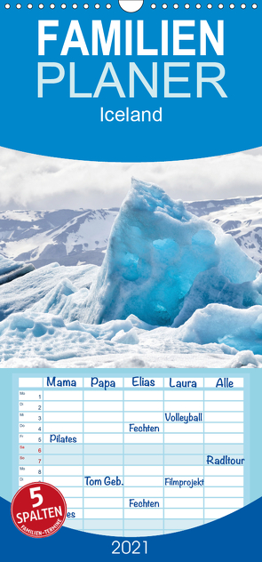 Iceland – Familienplaner hoch (Wandkalender 2021 , 21 cm x 45 cm, hoch) von Klesse,  Andreas