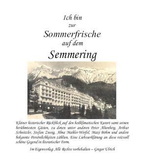 Ich bin zur Sommerfrische auf dem Semmering von Gregor,  Ulrich