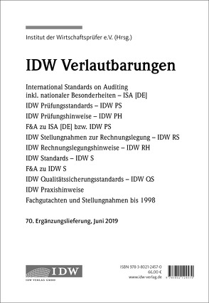 IDW, 70. Erg.-Lief. IDW Prüfungsstandards Juni 2019