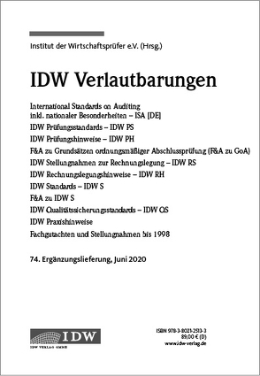 IDW, 74. Erg.-Lief. IDW Verlautbarungen Juni 2020