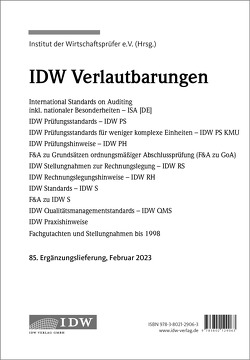 IDW, 85. Erg.-Lief. IDW Verlautbarungen Februar 2023