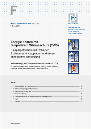 ift-Fachinformation WA-23/1 „Energiesparen mit temporärem Wärmeschutz“ (TWS)