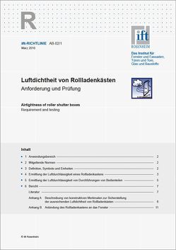 ift-Richtlinie AB-02/1 – Luftdichtheit von Rollladenkästen von ift Rosenheim GmbH