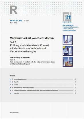 ift-Richtlinie DI-02/1 – Verwendbarkeit von Dichtstoffen Teil 2 von ift Rosenheim GmbH