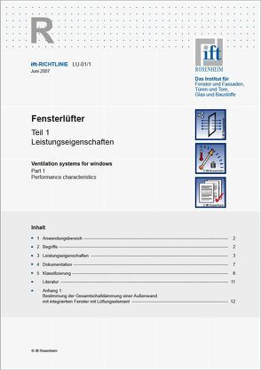 ift-Richtlinie LU-01/1 – Fensterlüfter. von ift Rosenheim GmbH