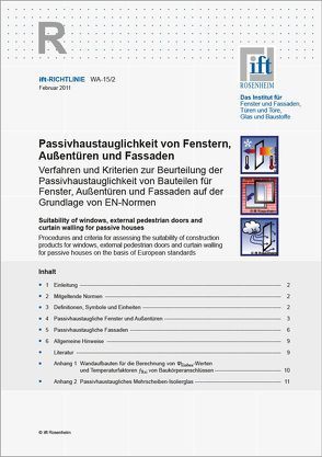 ift-Richtlinie WA-15/2 Passivhaustauglichkeit von Fenstern, Aussentüren und Fassaden von ift Rosenheim GmbH