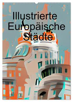 Illustrierte Europäische Städte (Wandkalender 2024 DIN A2 hoch), CALVENDO Monatskalender von Lermer,  Marco