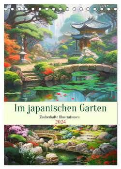 Im japanischen Garten. Zauberhafte Illustrationen (Tischkalender 2024 DIN A5 hoch), CALVENDO Monatskalender von Hurley,  Rose