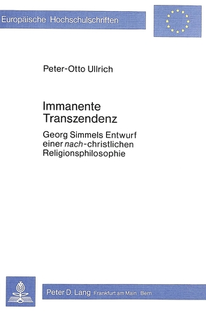 Immanente Transzendenz von Ullrich,  Peter-Otto
