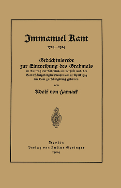 Immanuel Kant (1724–1924) von Harnack,  Ernst von