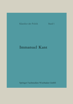 Immanuel Kant von von der Gablentz,  Otto Heinrich