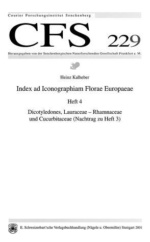 Index ad Iconographiam Florae Europaeae. Heft 4 von Kalheber,  Heinz