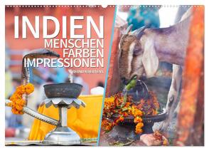 INDIEN Menschen Farben Impressionen (Wandkalender 2024 DIN A2 quer), CALVENDO Monatskalender von Maertens,  Bernd