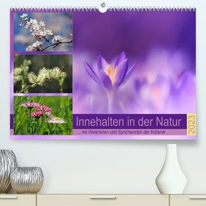 Innehalten in der Natur … mit Weisheiten und Sprichworten der Indianer (Premium, hochwertiger DIN A2 Wandkalender 2023, Kunstdruck in Hochglanz) von Michel,  Susan