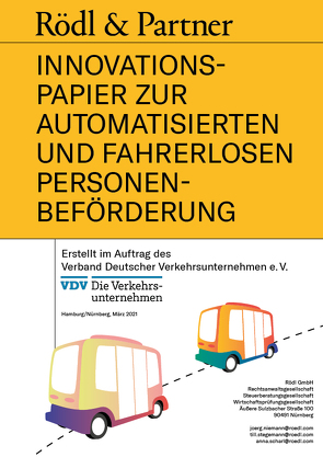 INNOVATIONSPAPIER ZUR AUTOMATISIERTEN UND FAHRERLOSEN PERSONENBEFÖRDERUNG von Dr. Scharl,  Anna, Niemann,  Jörg, Stegemann,  Till