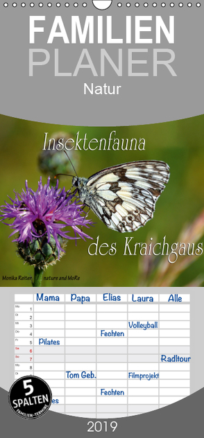 Insektenfauna des Kraichgaus – Familienplaner hoch (Wandkalender 2019 , 21 cm x 45 cm, hoch) von Reiter,  Monika