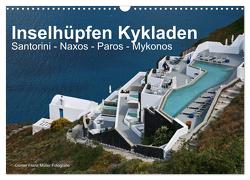 Inselhüpfen Kykladen Santorini – Naxos – Paros – Mykonos (Wandkalender 2024 DIN A3 quer), CALVENDO Monatskalender von Franz Müller Fotografie,  Günter