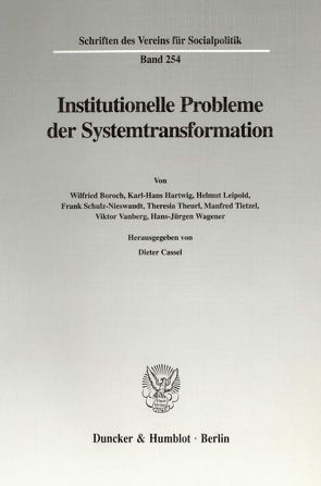 Institutionelle Probleme der Systemtransformation. von Cassel,  Dieter