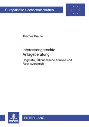 Interessengerechte Anlageberatung von Preute,  Thomas