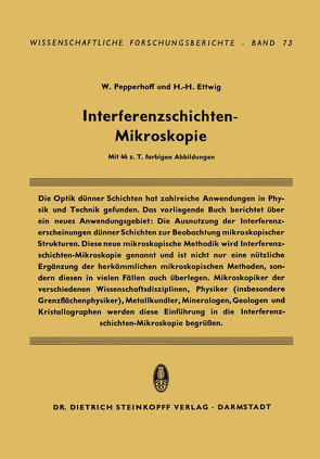 Interferenzschichten-Mikroskopie von Ettwig,  Hans-Heinrich, Pepperhoff,  Werner