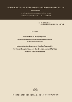 Internationaler Preis- und Kaufkraftvergleich für Bekleidung in Ländern des Gemeinsamen Marktes und der Freihandelszone von Rothe,  Wolfgang