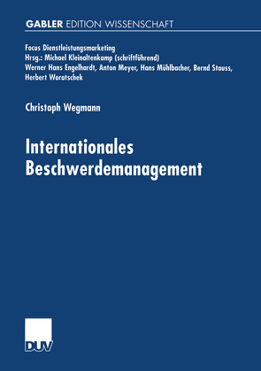 Internationales Beschwerdemanagement von Wegmann,  Christoph
