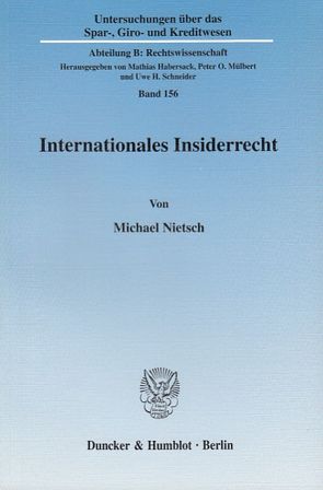Internationales Insiderrecht. von Nietsch,  Michael