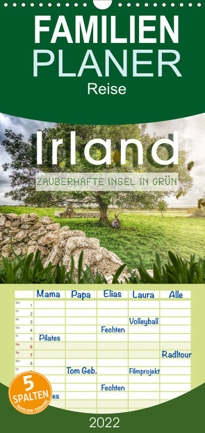 Irland – Zauberhafte Insel in grün – Familienplaner hoch (Wandkalender 2022 , 21 cm x 45 cm, hoch) von Schöb,  Monika