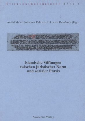 Islamische Stiftungen zwischen juristischer Norm und sozialer Praxis von Meier,  Astrid, Pahlitzsch,  Johannes, Reinfandt,  Lucian