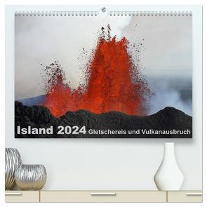 Island 2024 Gletschereis und Vulkanausbruch (hochwertiger Premium Wandkalender 2024 DIN A2 quer), Kunstdruck in Hochglanz von Grühn-Stauber,  Kirstin