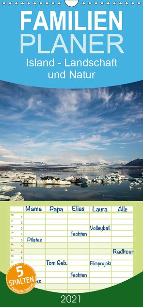 Island – Landschaft und Natur – Familienplaner hoch (Wandkalender 2021 , 21 cm x 45 cm, hoch) von Rusch - www.w-rusch.de,  Winfried