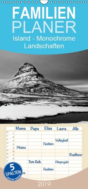 Island – Monochrome Landschaften – Familienplaner hoch (Wandkalender 2019 , 21 cm x 45 cm, hoch) von Paul Kaiser,  Frank