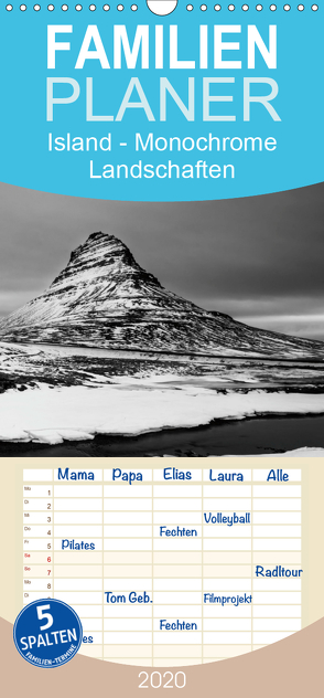 Island – Monochrome Landschaften – Familienplaner hoch (Wandkalender 2020 , 21 cm x 45 cm, hoch) von Paul Kaiser,  Frank