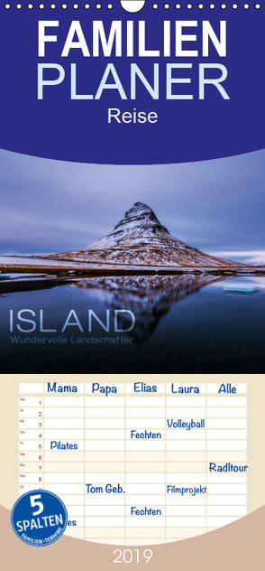 Island – Wundervolle Landschaften – Familienplaner hoch (Wandkalender 2019 , 21 cm x 45 cm, hoch) von Paul Kaiser,  Frank