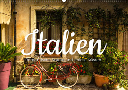 Italien – Romantische Städte und endlose Küsten. (Wandkalender 2024 DIN A2 quer), CALVENDO Monatskalender von Monkey,  Happy