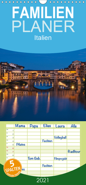 Italien, Terminplaner – Familienplaner hoch (Wandkalender 2021 , 21 cm x 45 cm, hoch) von Kirsch,  Gunter