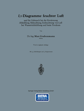 I,x-Diagramme feuchter Luft und ihr Gebrauch bei der Erwärmung Abkühlung, Befeuchtung, Entfeuchtung von Luft bei Wasserrückkühlung und beim Trocknen von Grubenmann,  Max