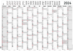 Jahresplaner XL 14 Monate 2024 – Plakat-Kalender 100×70 cm – Jahresübersicht – Ferienübersicht – Arbeitstagezählung – Alpha Edition