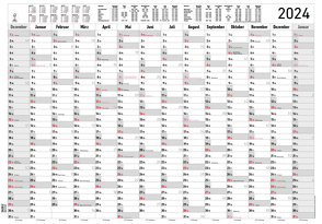 Jahresplaner XL 14 Monate 2024 – Plakat-Kalender 100×70 cm – Jahresübersicht – Ferienübersicht – Arbeitstagezählung – Alpha Edition