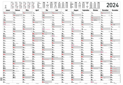 Jahresplaner XL 2024 – Plakat-Kalender 100×70 cm – Ferienübersicht – Arbeitstagezählung – Alpha Edition
