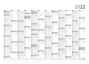 Plakatkalender 12 Monate 2022 – 59,4×42 cm – gerollt – mit Arbeitstage- und Wochenzählung – Posterkalender – Jahresplaner – 938-6111